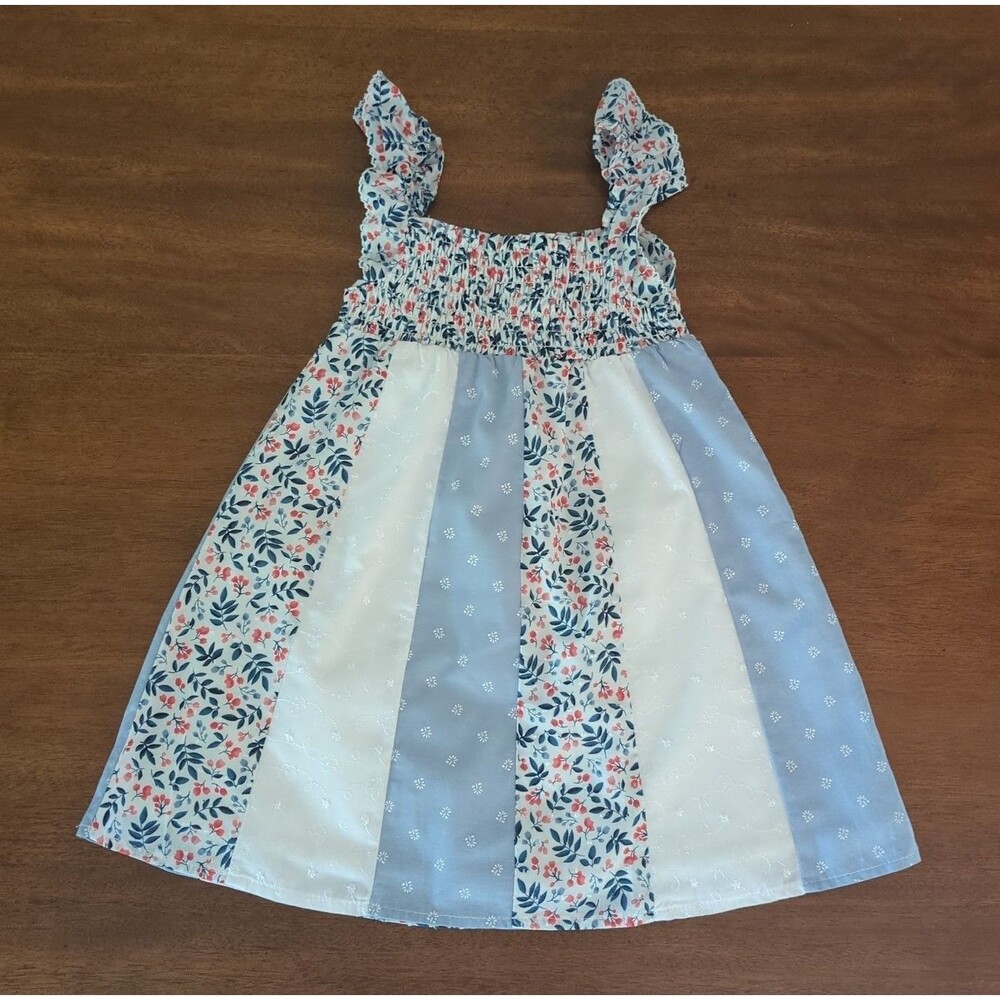 Penelope Mack girls cotton smocked patchwork dress size 4 NEW no tags